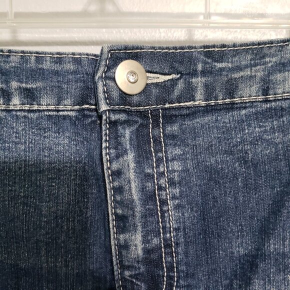 Denim Maxi Skirt 22W Plus Size Long Modest A-Line Straight Rhinestone Blue Jean - Picture 8 of 12